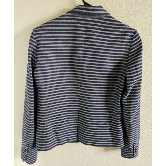 Gap Woman SZ 6 Stretch Blazer 2 Button Striped Pockets Lined Nautical Classic - Picture 2 of 8